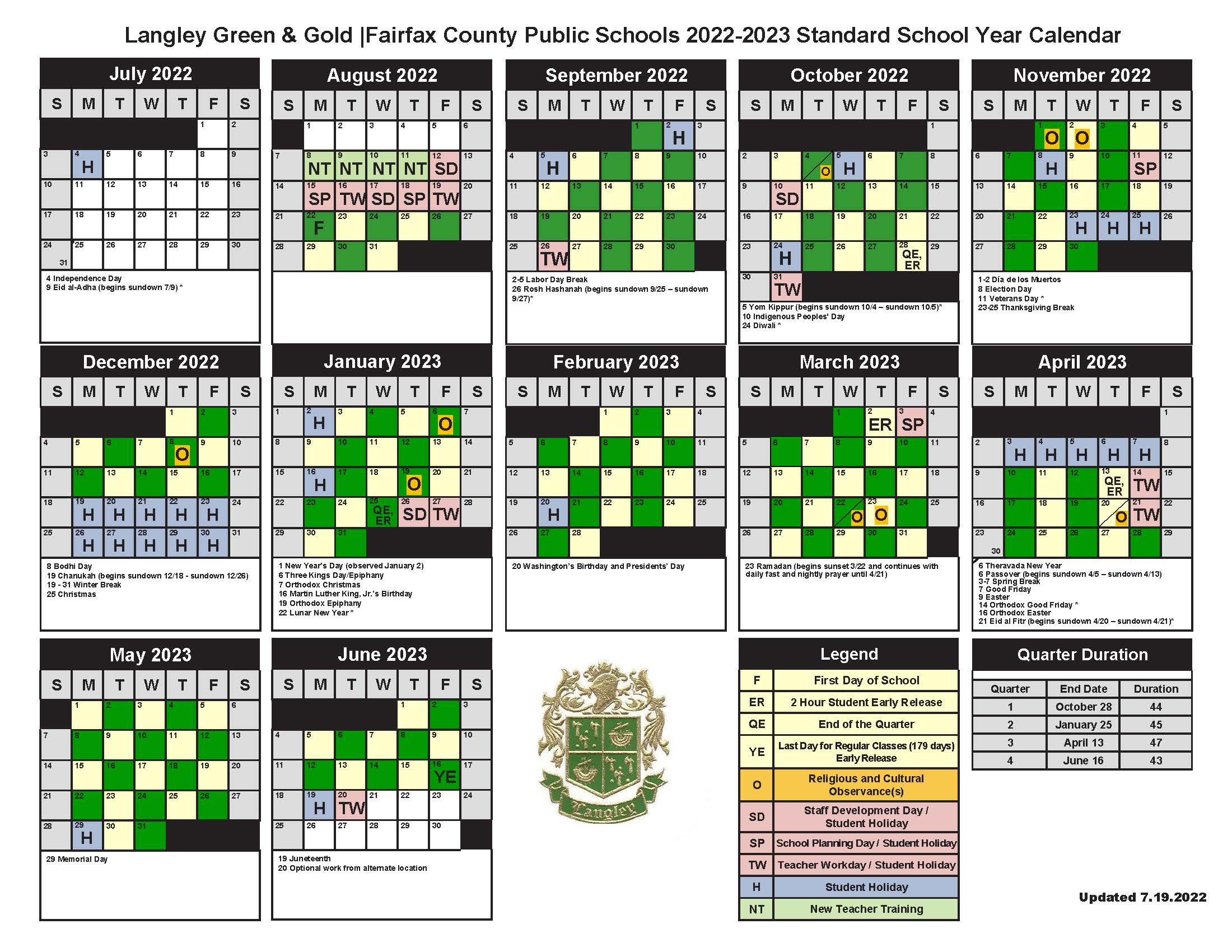 Green Gold Schedule 